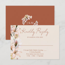 Rustik blomster monogram terrakotta höstbröllop OSA kort