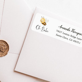 Rustik blomsterbakgrund Oj baby Honey Bee Baby Sho Returadress Etikett