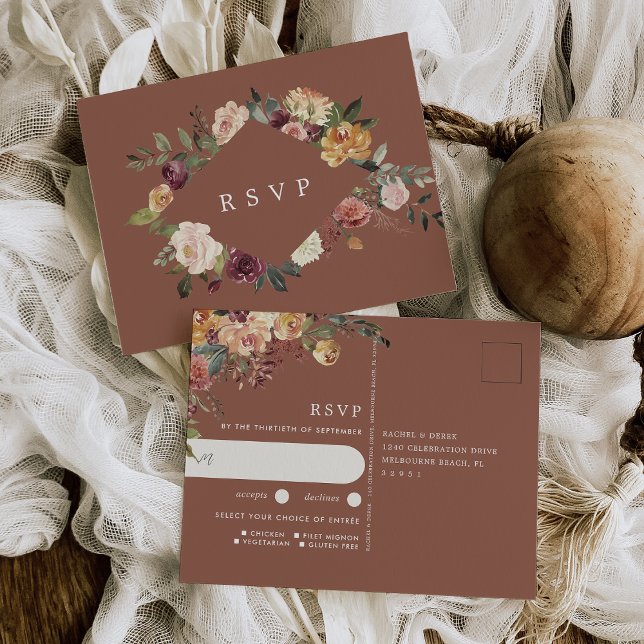 Rustik blomsterbröllop måltidsval RSVP Vykort (Skapare uppladdad)