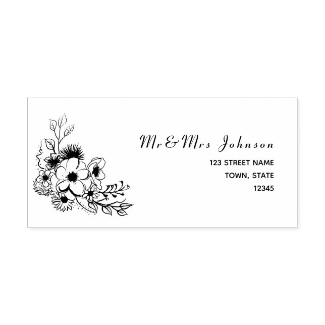 Rustik blomsterbröllop returadress självfärgande stämpel (Design)