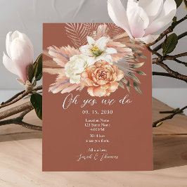 Rustik blomsterbröllopsreception på hösten inbjudningar