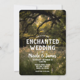 Rustik blomsterbukett förtrollad skogsträd Bröllop Inbjudningar