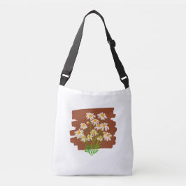Rustik blomsterdesign på brun bakgrund axelväska