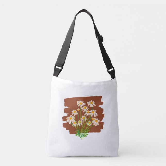 Rustik blomsterdesign på brun bakgrund axelväska (Framsida)