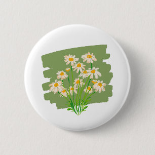 Rustik blomsterdesign på grön bakgrund knapp