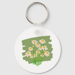 Rustik blomsterdesign på grön bakgrund nyckelring