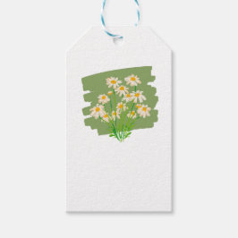 Rustik blomsterdesign på grön bakgrund presentetikett