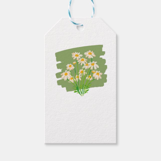 Rustik blomsterdesign på grön bakgrund presentetikett (Framsidan)
