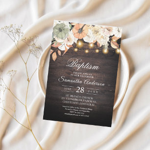 Rustik blomsterdopinvitation Höstträ Inbjudningar