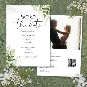 Rustik blomsterfotografi QR-kod bröllop Spara Datumet