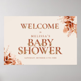 Rustik blomstergreeting för hösttema baby shower poster