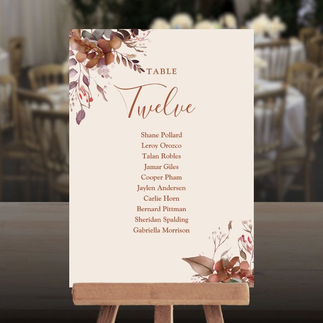 Rustik blomsterguide för sittplaneringsbord nummer tack kort (Rustic Floral Seating Plan Table Number)
