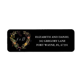 Rustik blomsterhjärtas bröllops returadress etikett