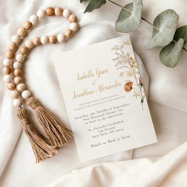 Rustik blomsterinspirerad minimalistisk bröllopsin inbjudningar (Skapare uppladdad)