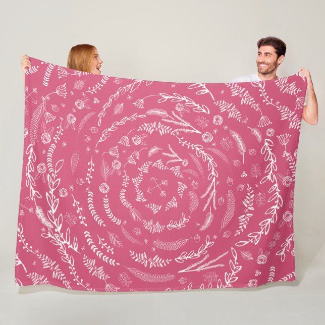 Rustik blomsterkrans folklig konst Mönster Fleece (På plats)