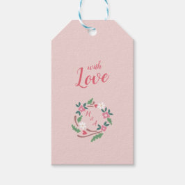 Rustik blomsterkransmonogram presentetikett