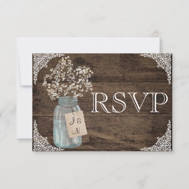 Rustik blomsterlandsbodbröllop RSVP OSA Kort (Framsida)
