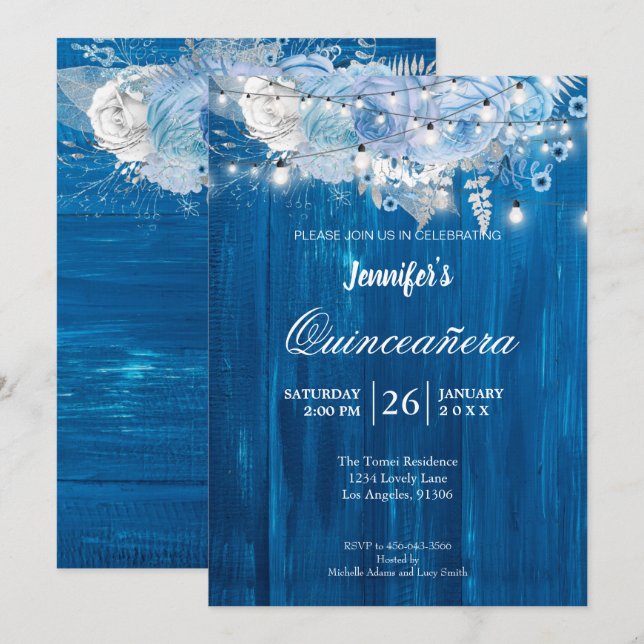 Rustik blomsterlig Quinceañera-inbjudan med ljus Inbjudningar (Fram/baksida)