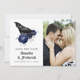 Rustik blomsterlig ravin gotisk bröllopsfoto spara datumet