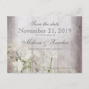 Rustik blomsterlig Save The Date-brevkort Meddelande Vykort