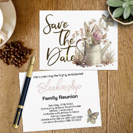 Rustik blomsterlig Save The Date familjesammanträd Meddelande Vykort