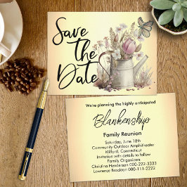 Rustik blomsterliggande Spara datum Familjeåterträ Meddelande Vykort