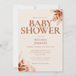 Rustik blomstermönstrad bokstav Höst Baby Shower Inbjudningar