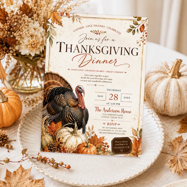 Rustik blomsterpumpa skörda kalkon Thanksgiving Inbjudningar (Skapare uppladdad)