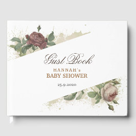 Rustik blomsterrik burgunder Marsala Modern Bebis Gästböcker