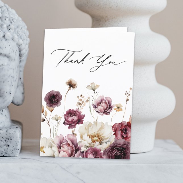 Rustik blomsterrik tack (Our rustic floral abundance thank you card is a lovely choice.)