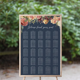 Rustik Bloom Blommigt XL Bröllop-sittdiagram Poster