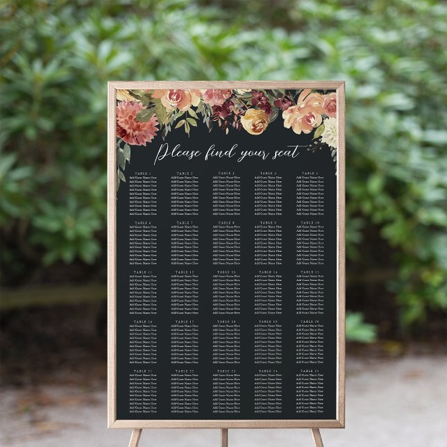 Rustik Bloom Blommigt XL Bröllop-sittdiagram Poster (Skapare uppladdad)