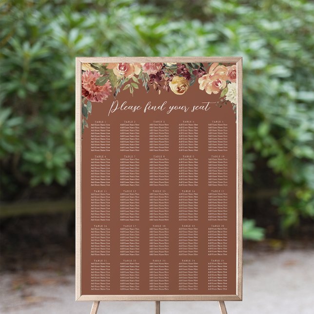 Rustik Bloom Blommigt XL Bröllop-sittdiagram Poster (Skapare uppladdad)