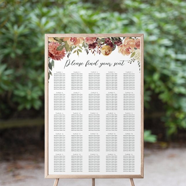 Rustik Bloom Blommigt XL Bröllop-sittdiagram Poster (Skapare uppladdad)