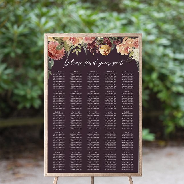 Rustik Bloom Blommigt XL Bröllop-sittdiagram Poster (Skapare uppladdad)