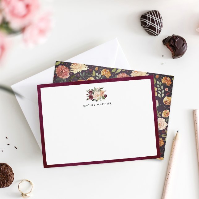 Rustik Bloom Personlig Stationery - plattkort Anteckningskort (Skapare uppladdad)