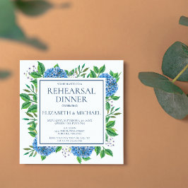 Rustik Blue Hydrangeas Vattenfärgsrepetitionsmidda Inbjudningar