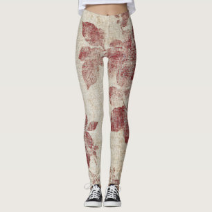 Rustik Blush Blommig Linne Mönster (1) Leggings
