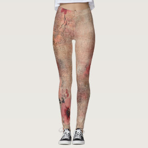 Rustik Blush Blommig Linne Mönster (6) Leggings