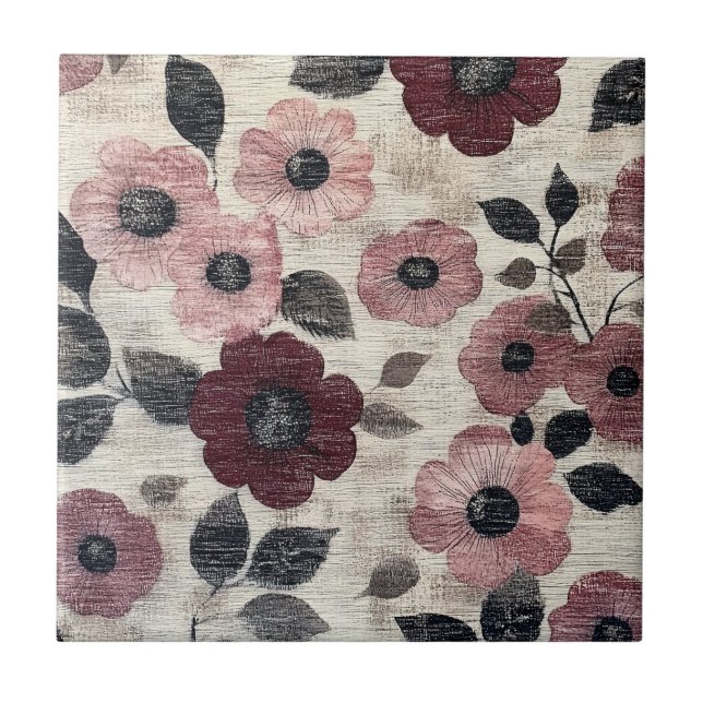 Rustik Blush Blommönsterduk (7) Kakelplatta (Framsidan)