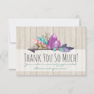 Rustik Bohemian Crystals & Arrow Watercolor Wood Meddelande