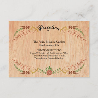 Rustik Bohemian Foliage Utandning på trä Tilläggskort