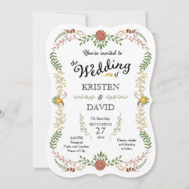 Rustik Bohemian Hösthöstens Blommigt Bröllop Inbjudningar