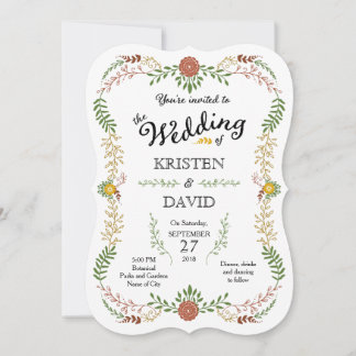 Rustik Bohemian Hösthöstens Blommigt Bröllop Inbjudningar