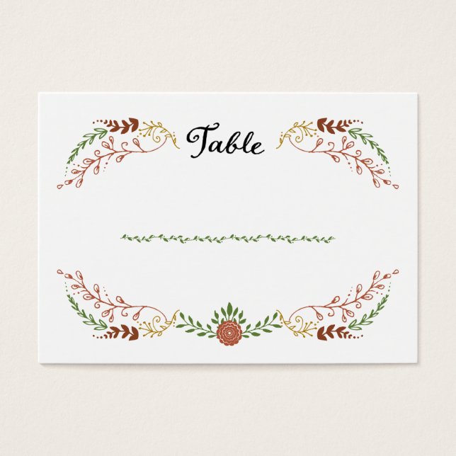 Rustik Bohemian Hösthöstens Blommigt Bröllop Visitkort (Framsidan)