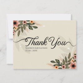 Rustik Bohemian Minimalist Bröllop Tack Kort