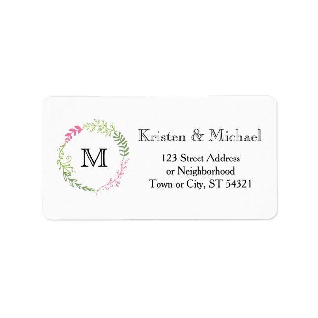 Rustik Bohemian Vår, utandning av Foliage Bröllop Adressetikett (Framsidan)