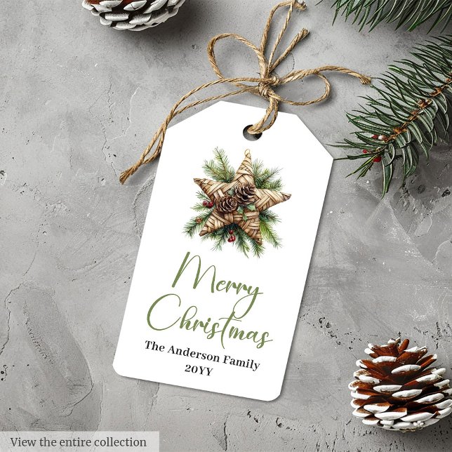 Rustik Bohemsk Enkel Julpresentkort Presentetikett (Rustic Bohemian Simple Christmas Gift Tag

)