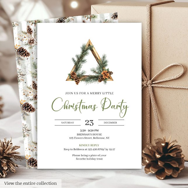 Rustik Bohemsk Sagegrön Juldagsinbjudan Inbjudningar (Rustic Bohemian Sage Green Holiday Dinner Invite

)