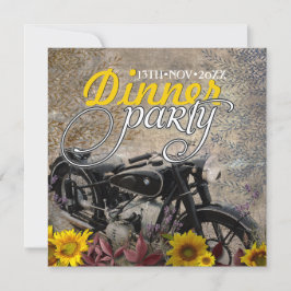 Rustik Bohemsk Solros Motorcykel Middagsparty Inbjudningar